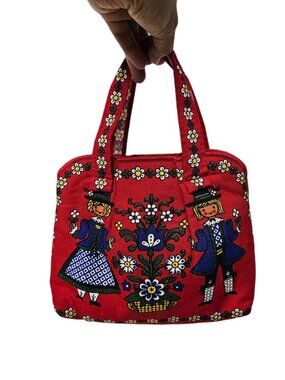 90s - 00s red Dutch mini cotton tote